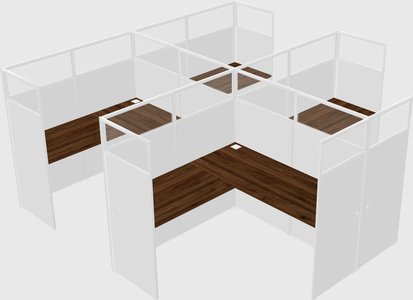 Shared l-shaped cubicle