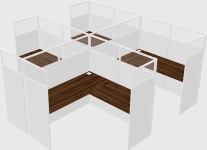 Shared l-shaped cubicle