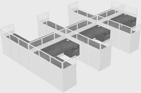 Shared l-shaped cubicle