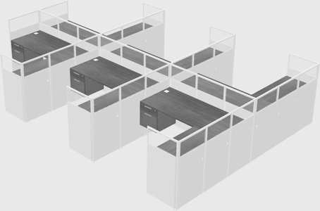 Shared l-shaped cubicle