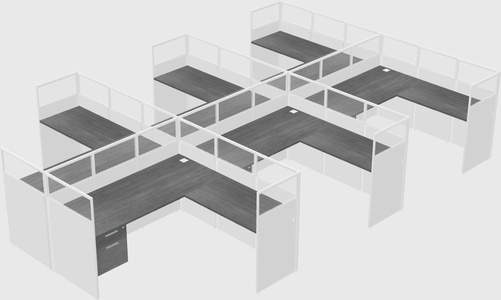 Shared l-shaped cubicle
