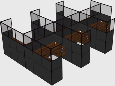Shared l-shaped cubicle