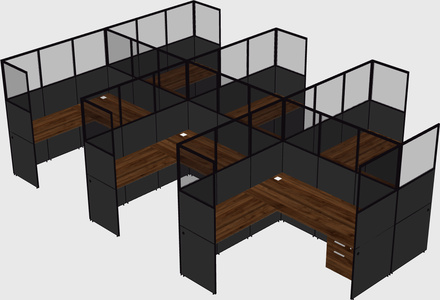 Shared l-shaped cubicle