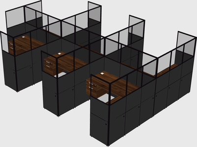 Shared l-shaped cubicle