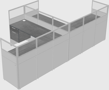 Shared l-shaped cubicle