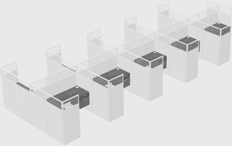 Shared l-shaped cubicle