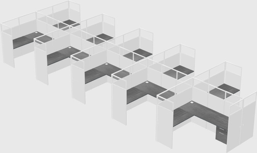 Shared l-shaped cubicle