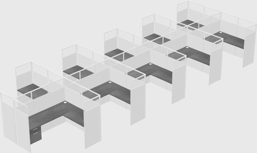 Shared l-shaped cubicle