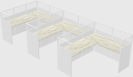 Shared l-shaped cubicle
