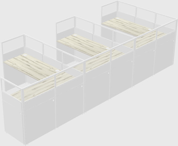 Shared l-shaped cubicle