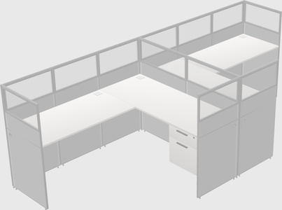 Shared l-shaped cubicle