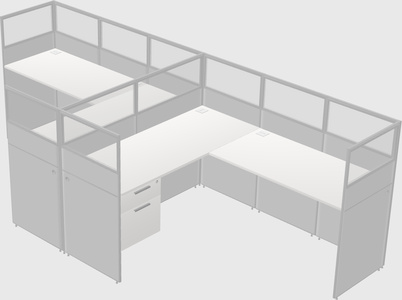 Shared l-shaped cubicle