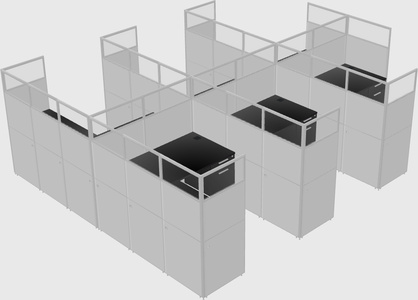 Shared l-shaped cubicle