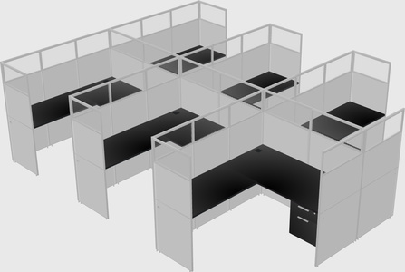 Shared l-shaped cubicle