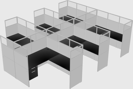 Shared l-shaped cubicle