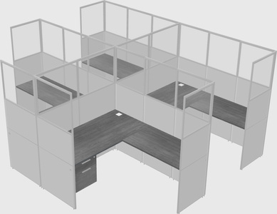 Shared l-shaped cubicle