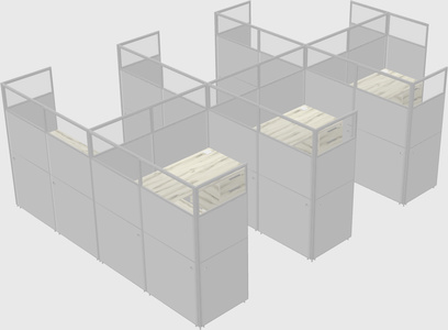 Shared l-shaped cubicle