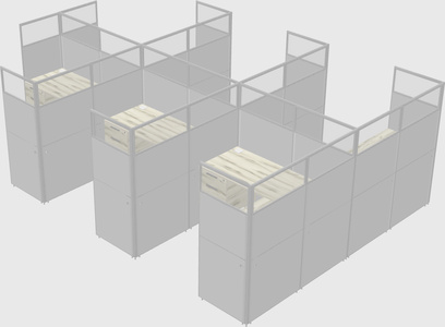 Shared l-shaped cubicle
