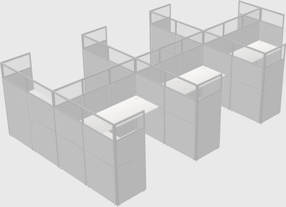 Shared l-shaped cubicle