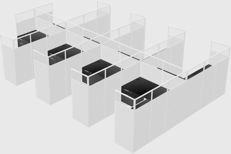 Shared l-shaped cubicle
