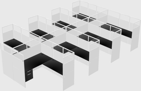 Shared l-shaped cubicle