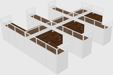 Shared l-shaped cubicle