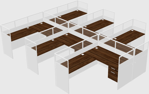 Shared l-shaped cubicle