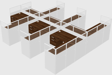 Shared l-shaped cubicle