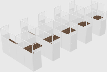 Shared l-shaped cubicle