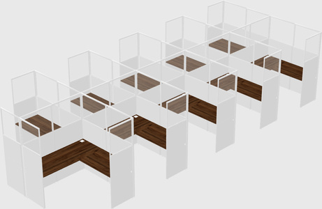 Shared l-shaped cubicle