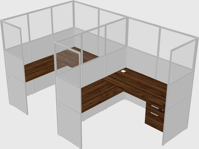 Shared l-shaped cubicle