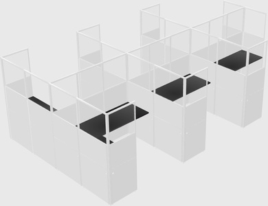 Shared l-shaped cubicle