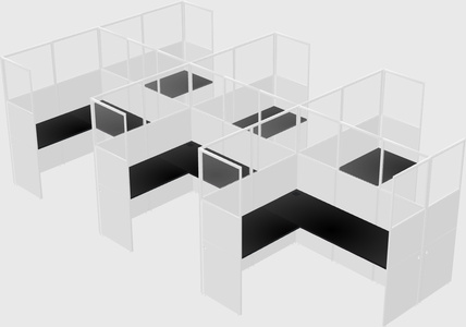 Shared l-shaped cubicle