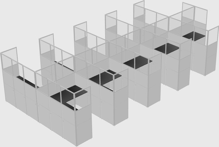Shared l-shaped cubicle