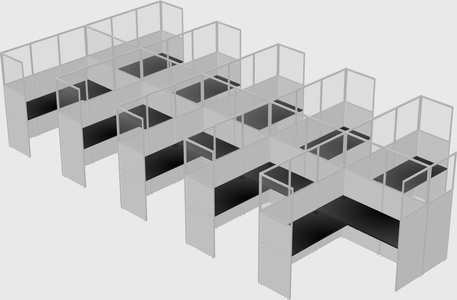 Shared l-shaped cubicle