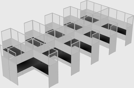 Shared l-shaped cubicle