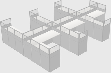 Shared l-shaped cubicle