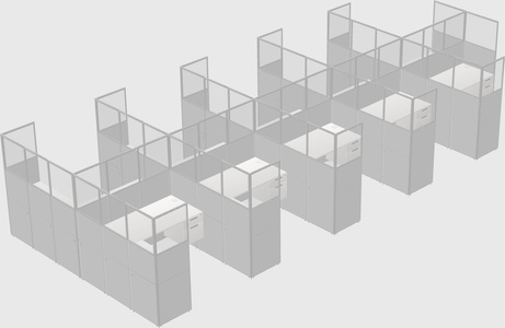Shared l-shaped cubicle