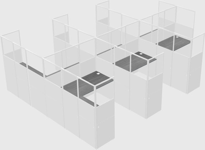 Shared l-shaped cubicle
