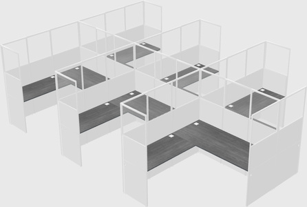 Shared l-shaped cubicle