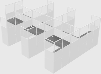 Shared l-shaped cubicle