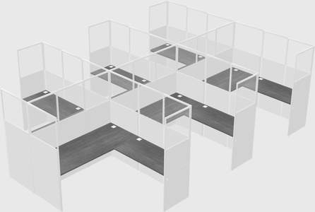 Shared l-shaped cubicle