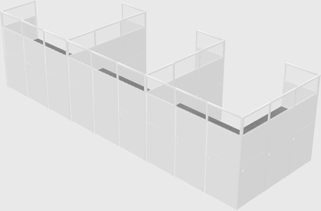 Shared l-shaped cubicle