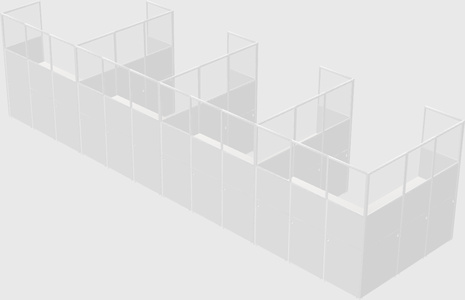 Shared l-shaped cubicle