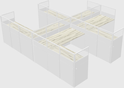 Shared l-shaped cubicle