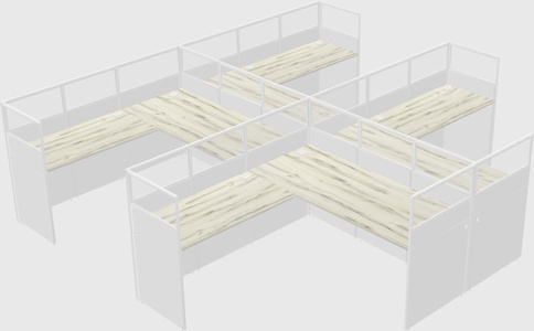Shared l-shaped cubicle
