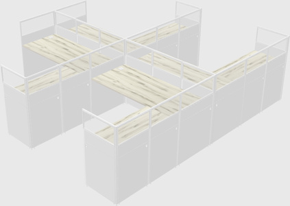 Shared l-shaped cubicle