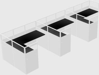 Shared l-shaped cubicle
