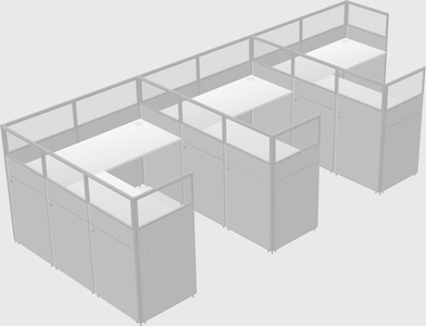 Shared l-shaped cubicle