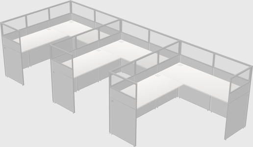 Shared l-shaped cubicle